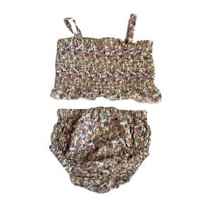 Yo Baby Smocked Floral Two Piece Set | 6-9M